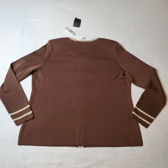 Exclusively Misook Women's Size L NWT Zip Up Cardigan Blazer Brown - Picture 5 of 7